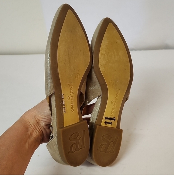 Paul Green Taupe Beckett Pointed Toe Flats Gold Adjustable buckle US 6 - Picture 6 of 7